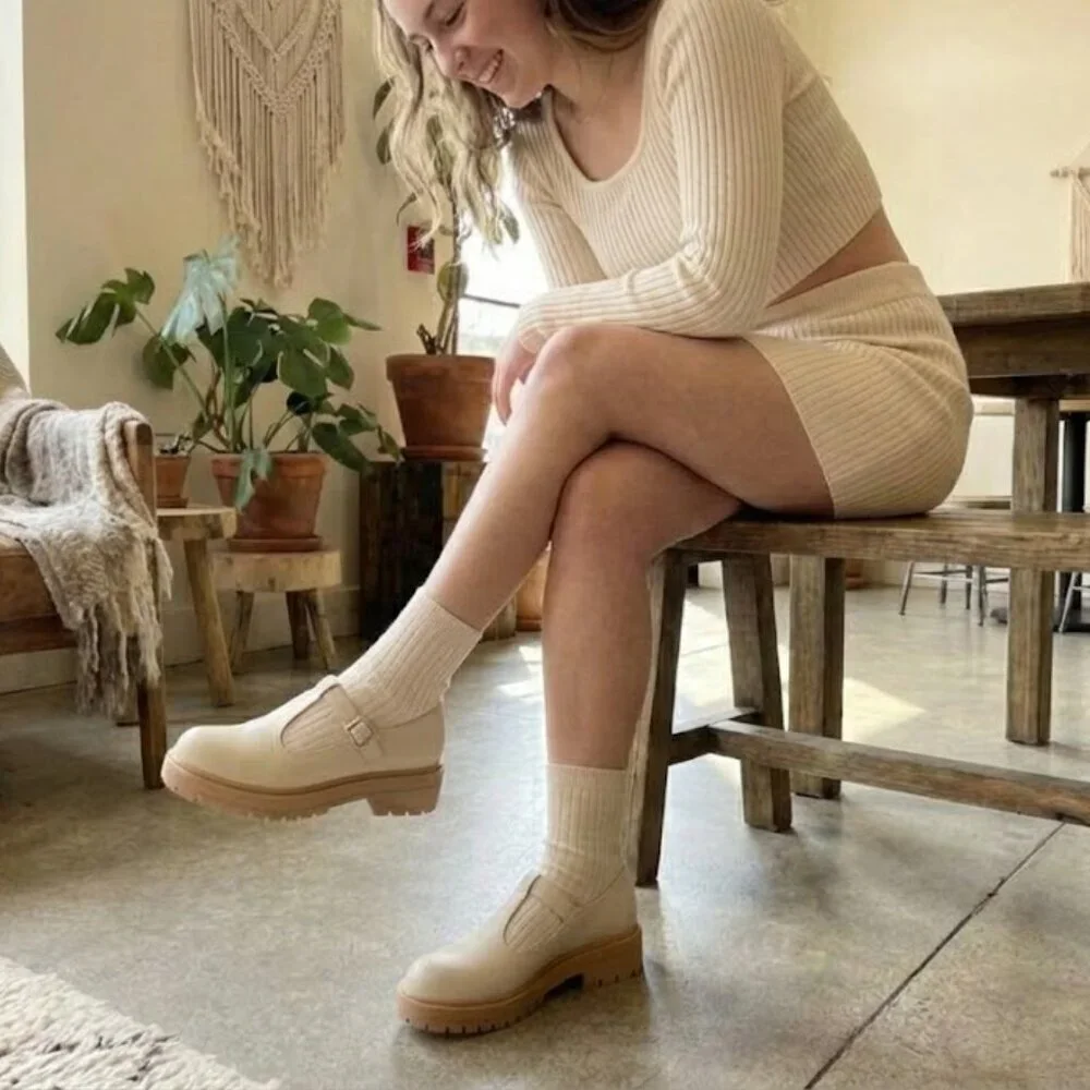 NWT SODA Cream Chunky T-Strap Platform Mary Jane Loafers - Picture 2 of 7
